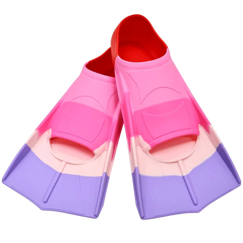 Silicone Swimming Flippers Snorkel Fins Short Frog Shoes Professional Training Breaststroke Scuba Diving Snorkel Men Women