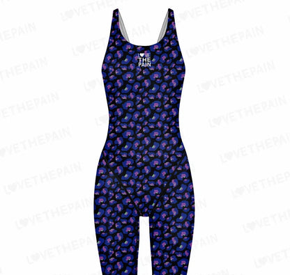 Girls Love The Pain Racer Back Knee Length Swimsuit Bodysuit Sleeveless One Piece Print Swimwear For Holiday Beach Water Sports