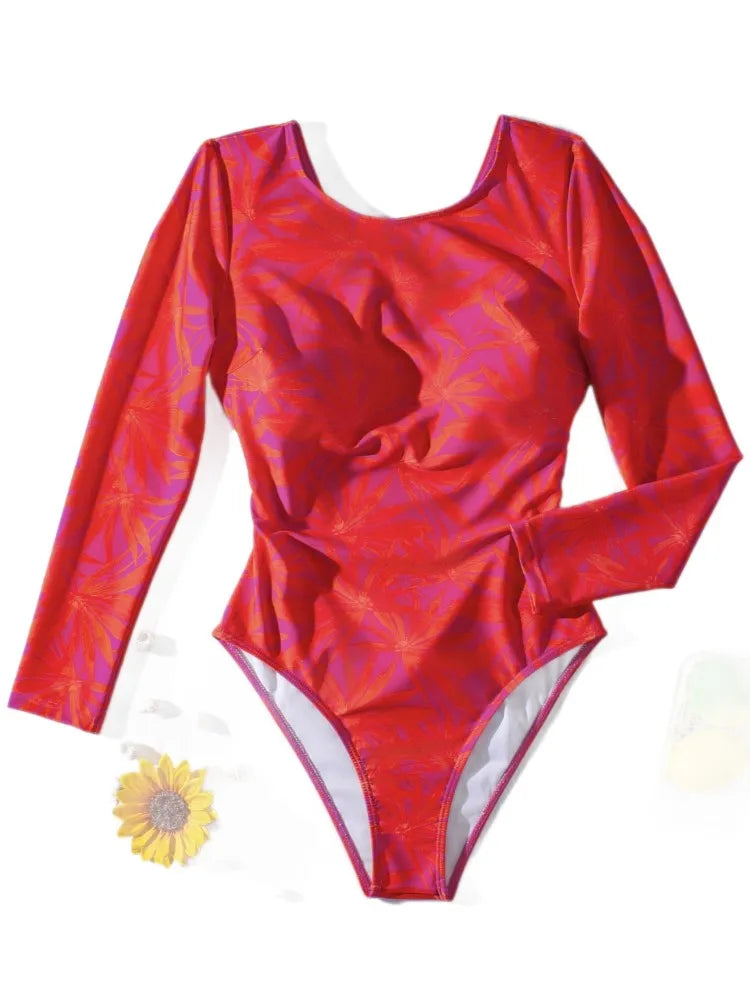 Rash Guard Swimsuit Women Summer Bathing Suit Long Sleeve Swimwear Women Beach Swimming Suit For Female