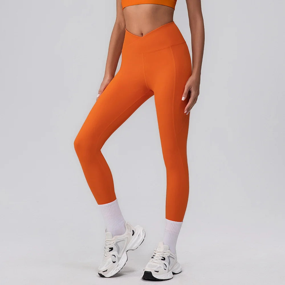 Women Yoga Leggings Hips Lifting Gym Leggings V Waist Sport Pants High Waist Fitness Leggings Workout Running Pants Tight