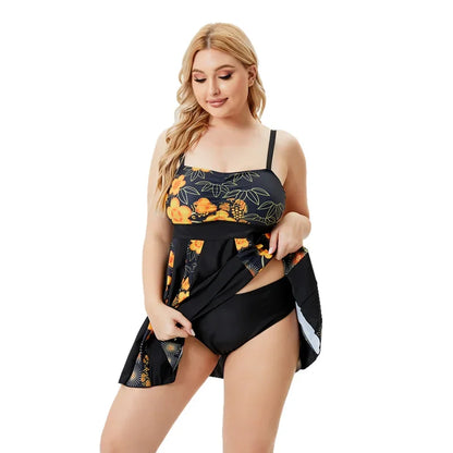 Plus Size Women's Swimsuit Two Pieces 5XL Tankinis Bathing Suits Women Swimwear Backless Beachwear Tummy Control Swimdress