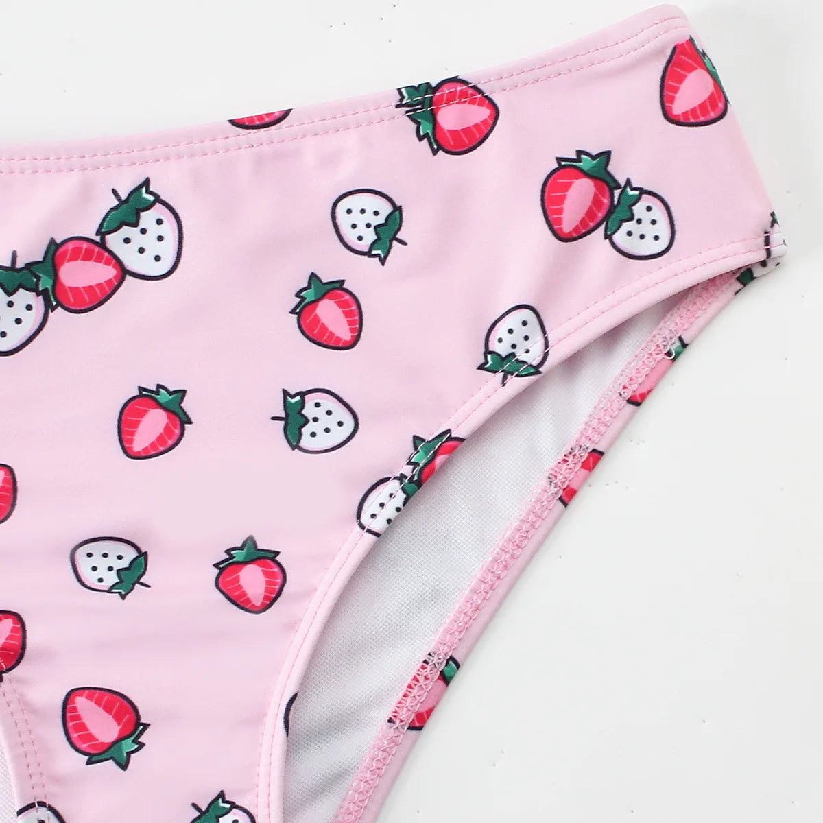 Girls Ruffle Bikini Two Pieces Swimsuit Kids Cat Footprints One Shoulder Children's Swimwear 7-12Years Bathing Suit