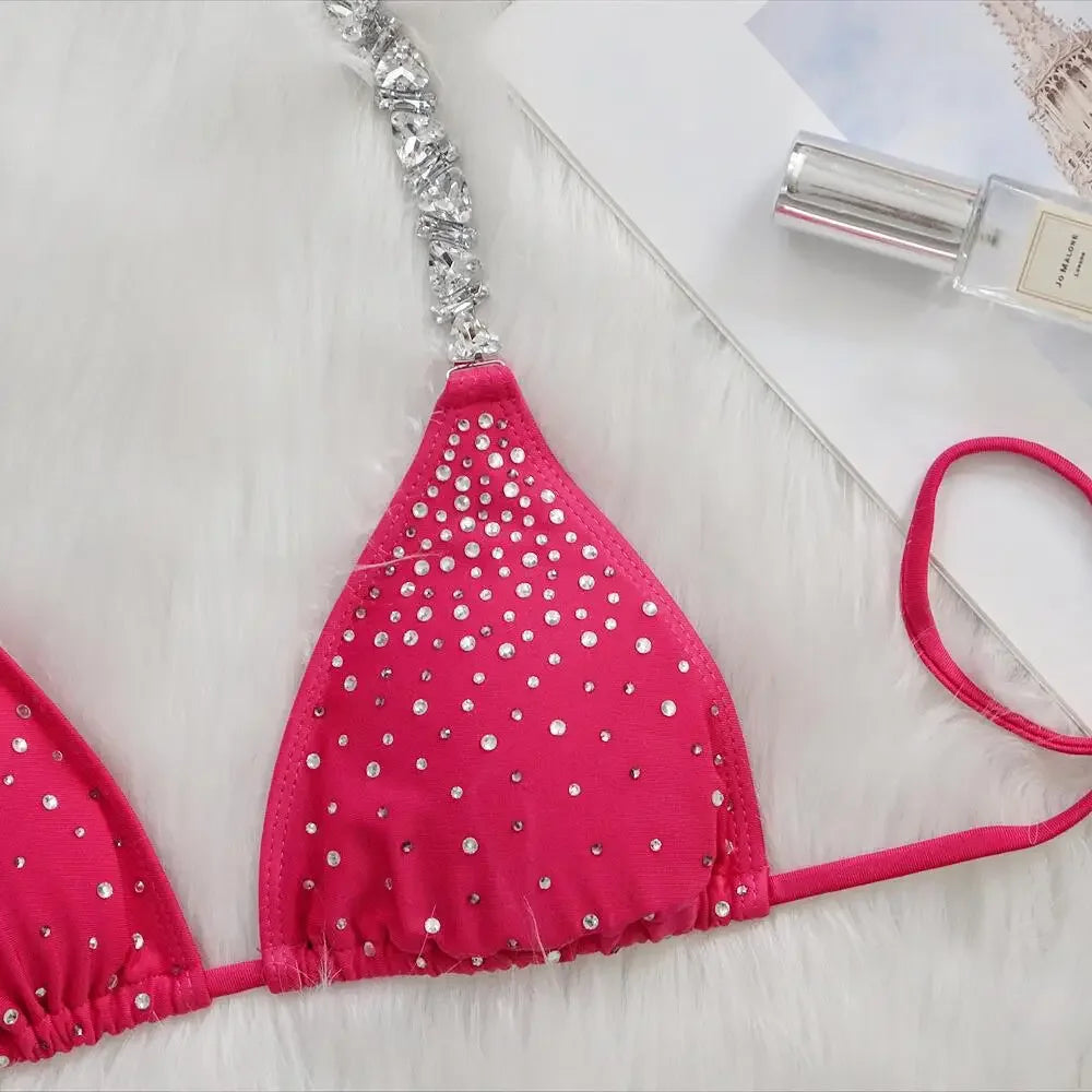 Bikini Women Rhinestones Swimwear Swimsuit Halter Bikinis Set Bathing Suit Beach Bikini Bathers