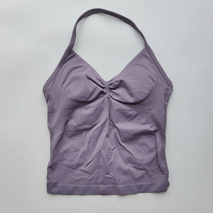 Longline Strappy Gym Tops Women's Sleeveless Workout Shirt  Gym Clothes  Scrunch Open Back Bra Running Yoga Tank Tops