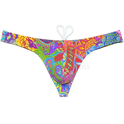 Men's Bikini Swimwear Ice Silk Lining Micro Tangas Swim Thong Swimsuit Beachwear Surfing Trunks