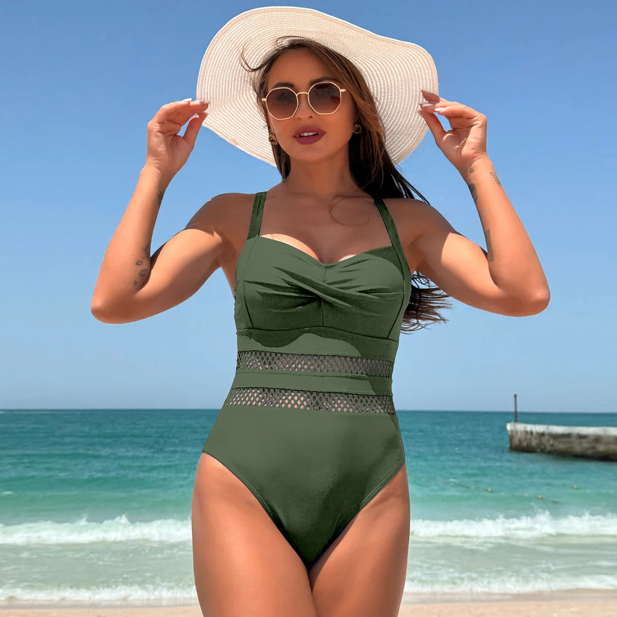 Summer Solid One Piece Swimsuits Closed Women Swimwear Push Up Swimming Wear Body Bathing Suits Beachwear Pool Bather