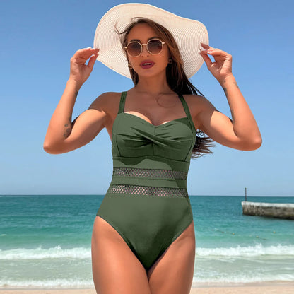 Summer Solid One Piece Swimsuits Closed Women Swimwear Push Up Swimming Wear Body Bathing Suits Beachwear Pool Bather