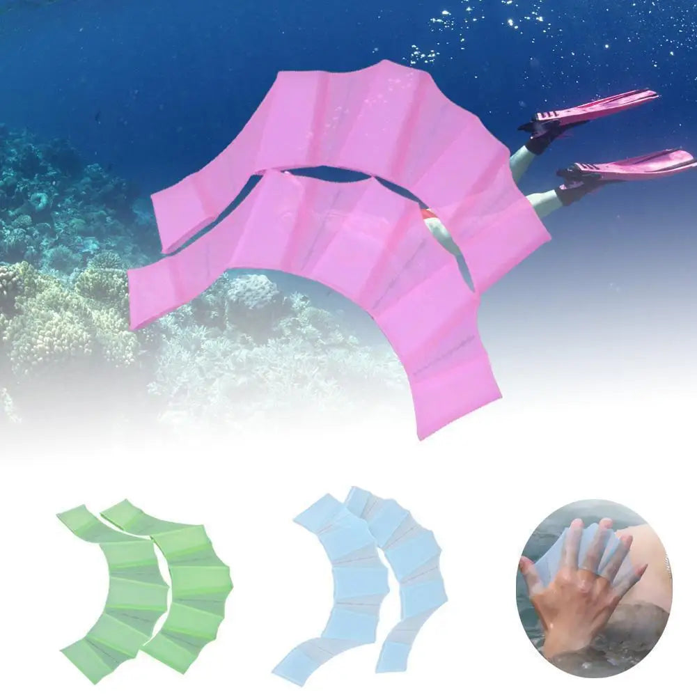 1Pair Unisex Frog Type Silicone Girdles Swimming Hand Fins Flippers Finger Webbed Gloves Paddle Water Sports Accessories