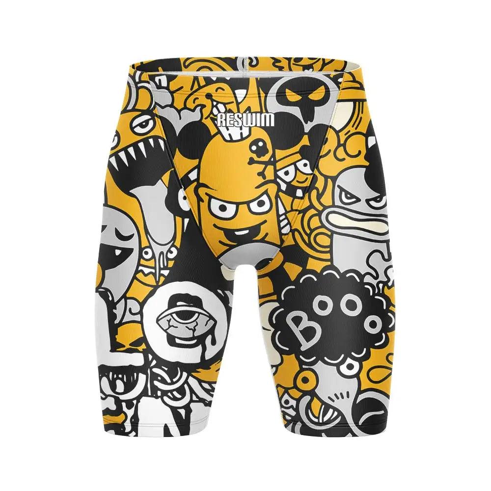 Summer Men's Swim Jammer Athletic Training Swimsuit Swimming Trunks Beach Pool Tights Shorts Quick Dry Running Surfing Pants