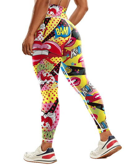 Women's 50-color high-waist printed yoga pants, hip-lifting tight quick-drying sports yoga pants