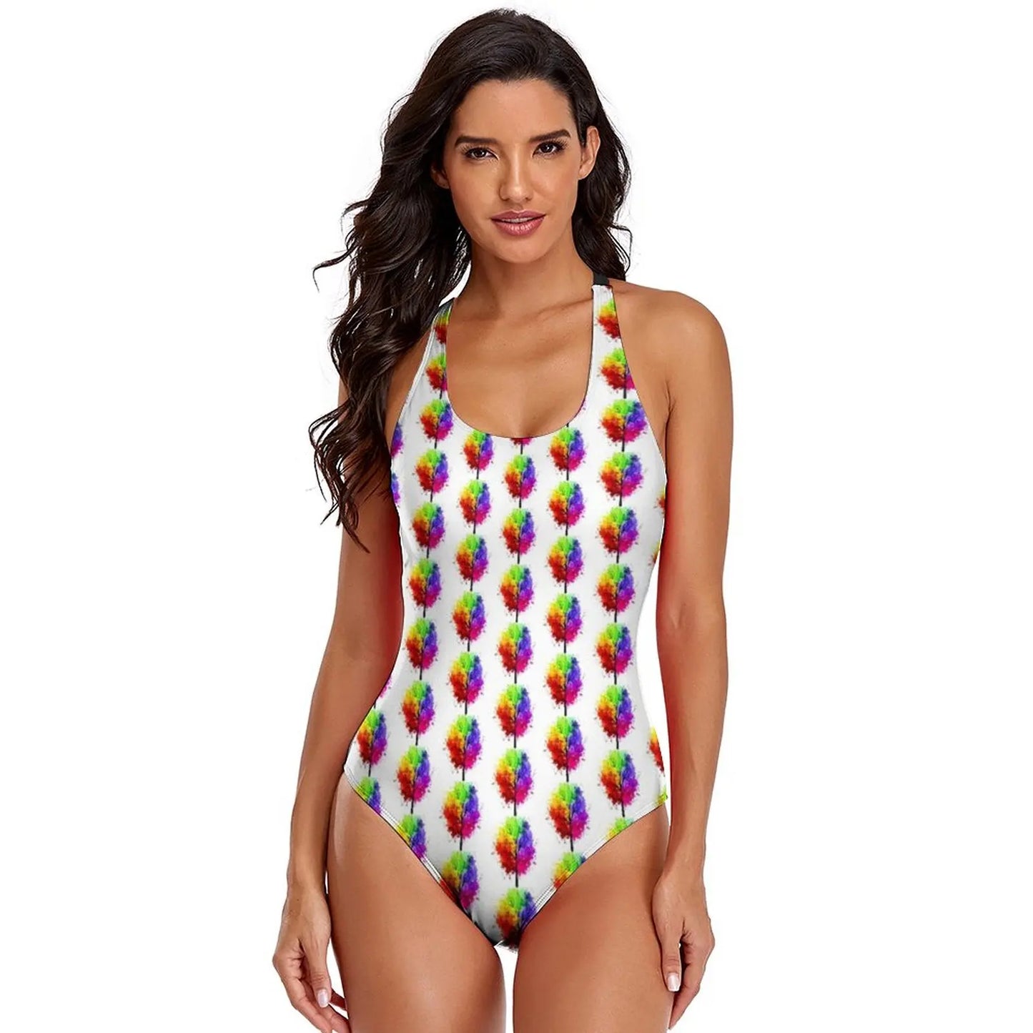 Tropical flamingo print Swimsuit Printed Rave Swimwear 1 Piece Bathing Suit