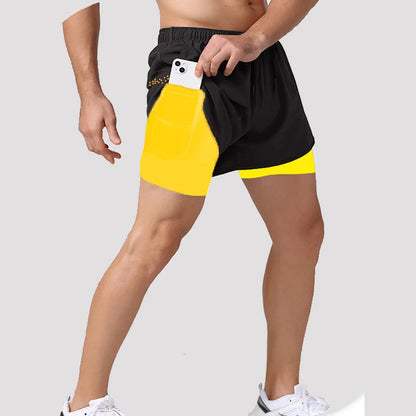 Running Shorts Sportswear 2 in 1 Training Short Pant Summer Double-deck Beach Homme Jogging Clothing Gym Sport Shorts Men
