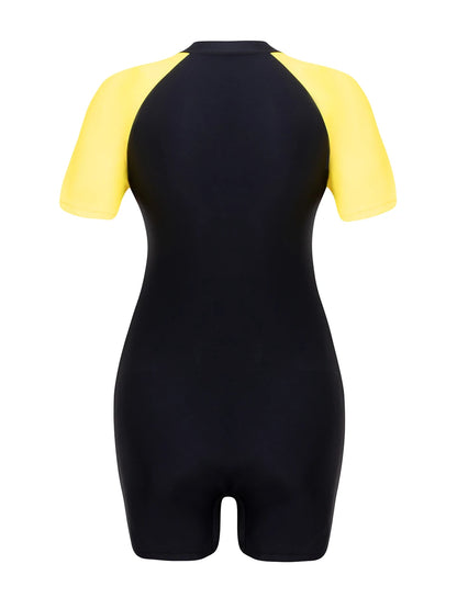 One Piece Surfing Sport Swimwear Women Short Sleeve Swimsuit Summer Beach Bathers Swimming Swim Diving Clothes Female