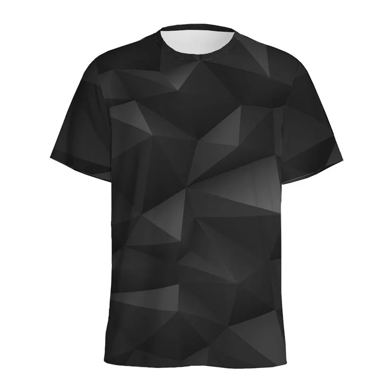 Men's T-Shirts Colorful Polygonal Pattern 3D Print Sports Shirt Woman Gym Summer Short Sleeve Fitness Sportswear Round Neck Tops