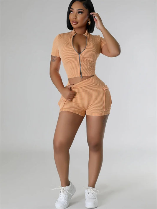 Shorts Set Women Two Piece Set Fashionable Short Sleeved Shorts with Dual Sports Leisure Set