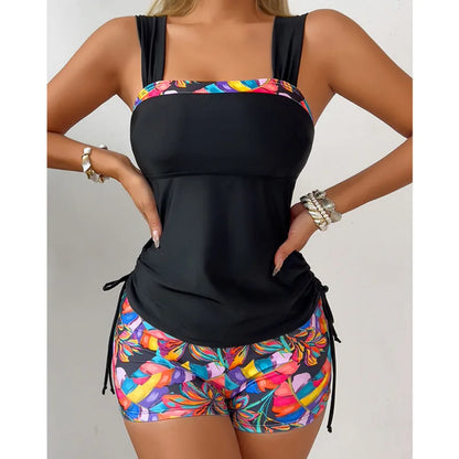 Summer Swimsuits Tankini Set with Shorts Female Swimwear Push Up For Beach Swimming Wear Two-Piece Bathing Suits Pool Women's Swimming Suit
