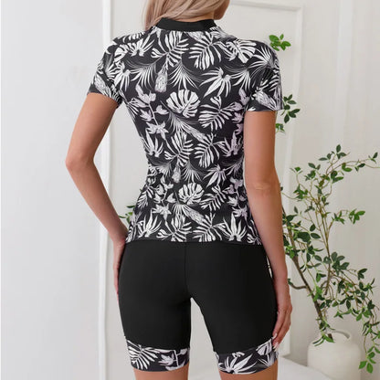 Tropical Leaf Print Separate Swimsuits Tankini Set Female Swimwear Sports Beach Wear Two-Piece Bathing Suits Pool Women Swimming Suit