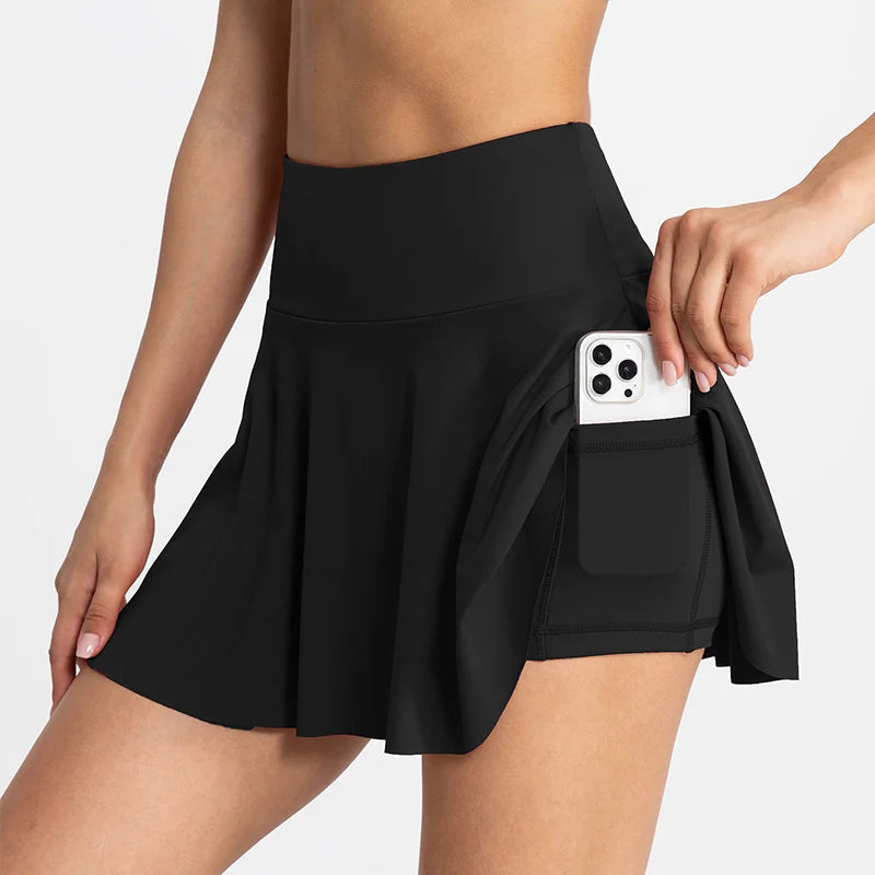 Women's High-Waisted Pleated Tennis Skort with Pocket