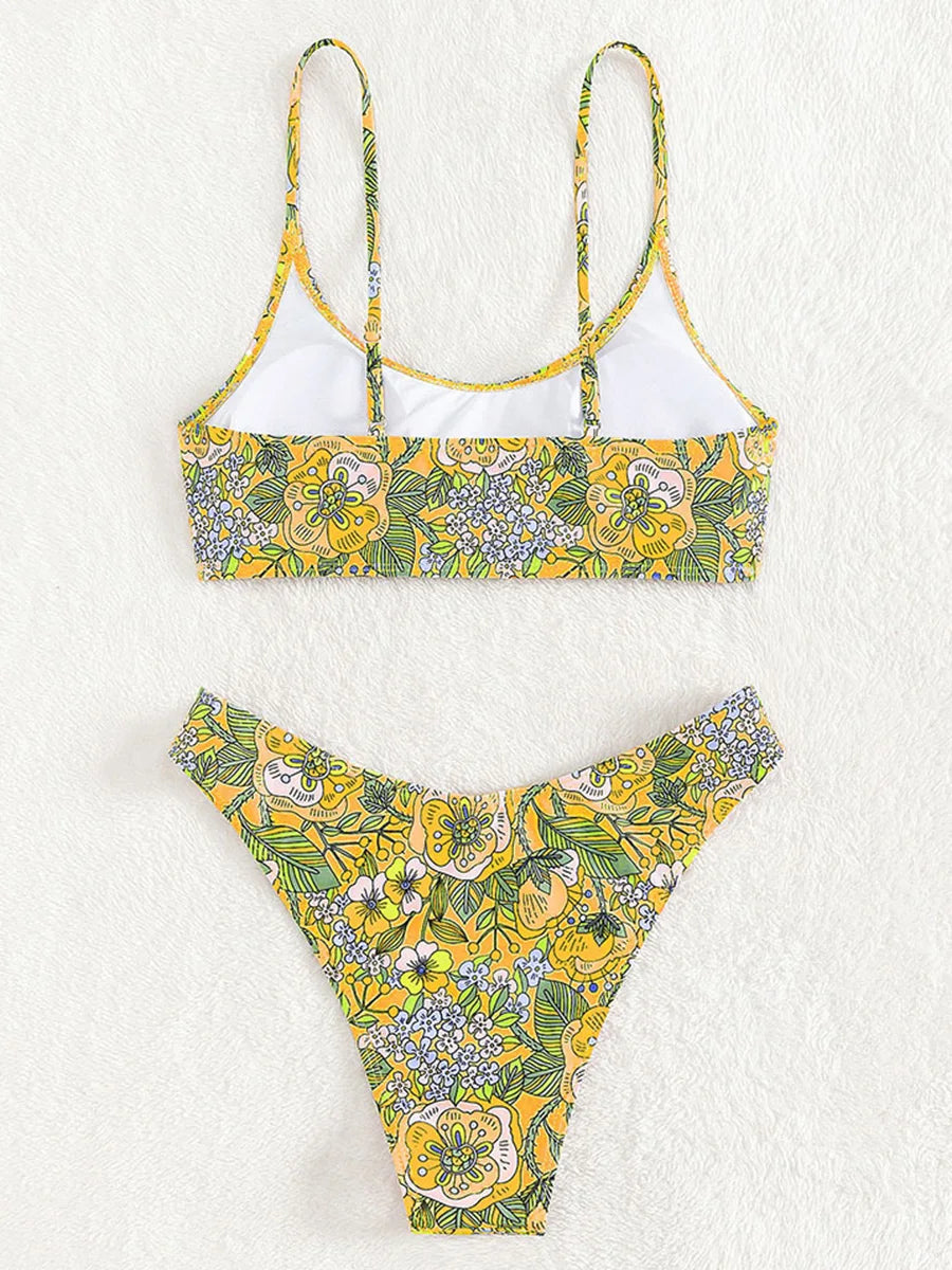 Floral Print Brazilian Bikini Women Swimwear Female Swimsuit Two-pieces Bikini Set Bather Bathing Suit Swim Summer Beach Wear