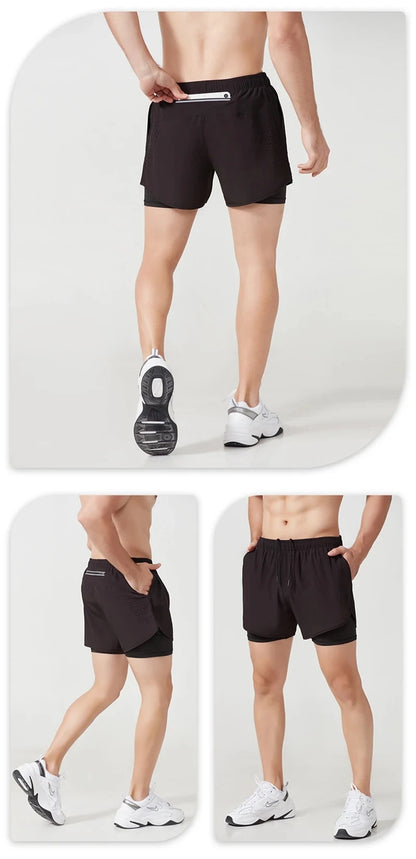 Running Shorts Sportswear 2 in 1 Training Short Pant Summer Double-deck Beach Homme Jogging Clothing Gym Sport Shorts Men