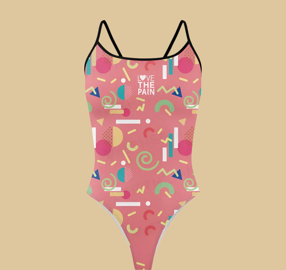 Love The Pain Spaghetti Straps Women Swimwear Bikini Racer Back Swimsuit One Piece Comfortable Suit Printing Functional Swimwear