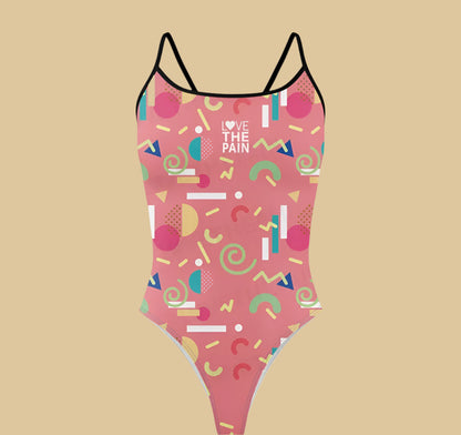 Love The Pain Spaghetti Straps Women Swimwear Bikini Racer Back Swimsuit One Piece Comfortable Suit Printing Functional Swimwear