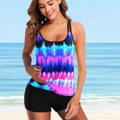 Women Fashion Gradient Dazzle Colour Halter Swimwear Two Pieces Bathing Suit Print Top Swimming Swimsuit Swimdress Tankini S-6XL