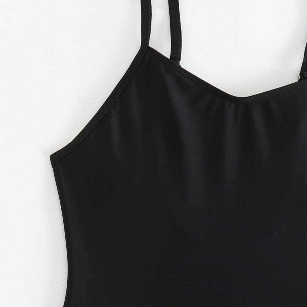 Girls' Black One Piece Swimsuit with Adjustable Straps