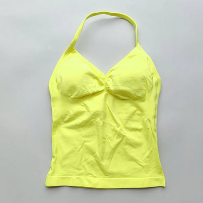 Longline Strappy Gym Tops Women's Sleeveless Workout Shirt  Gym Clothes  Scrunch Open Back Bra Running Yoga Tank Tops