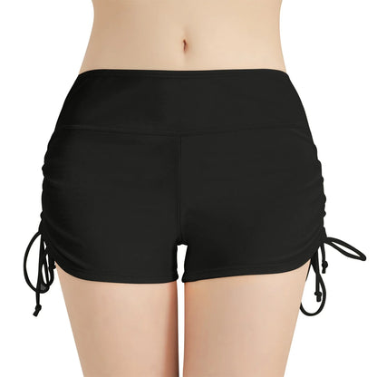 Women Swimsuit Panties Swimwear Beach Shorts High Waist Sides Adjustable Drawstring Stretch Sports Bathing Suit Tankini Bottoms