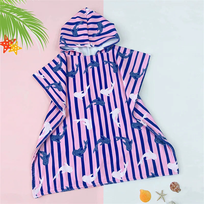 Beach Towel for Boys Girls Hooded Bath Towel Wrap Toddler Pool Towel with Hood Microfiber Absorbent Sweat-absorbent Swim Robe