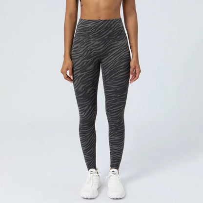 Women High Waist Yoga Pants Buttery Soft Zebra Stripe Printed Sports Leggings Breathable Workout Running Tights Sportswear