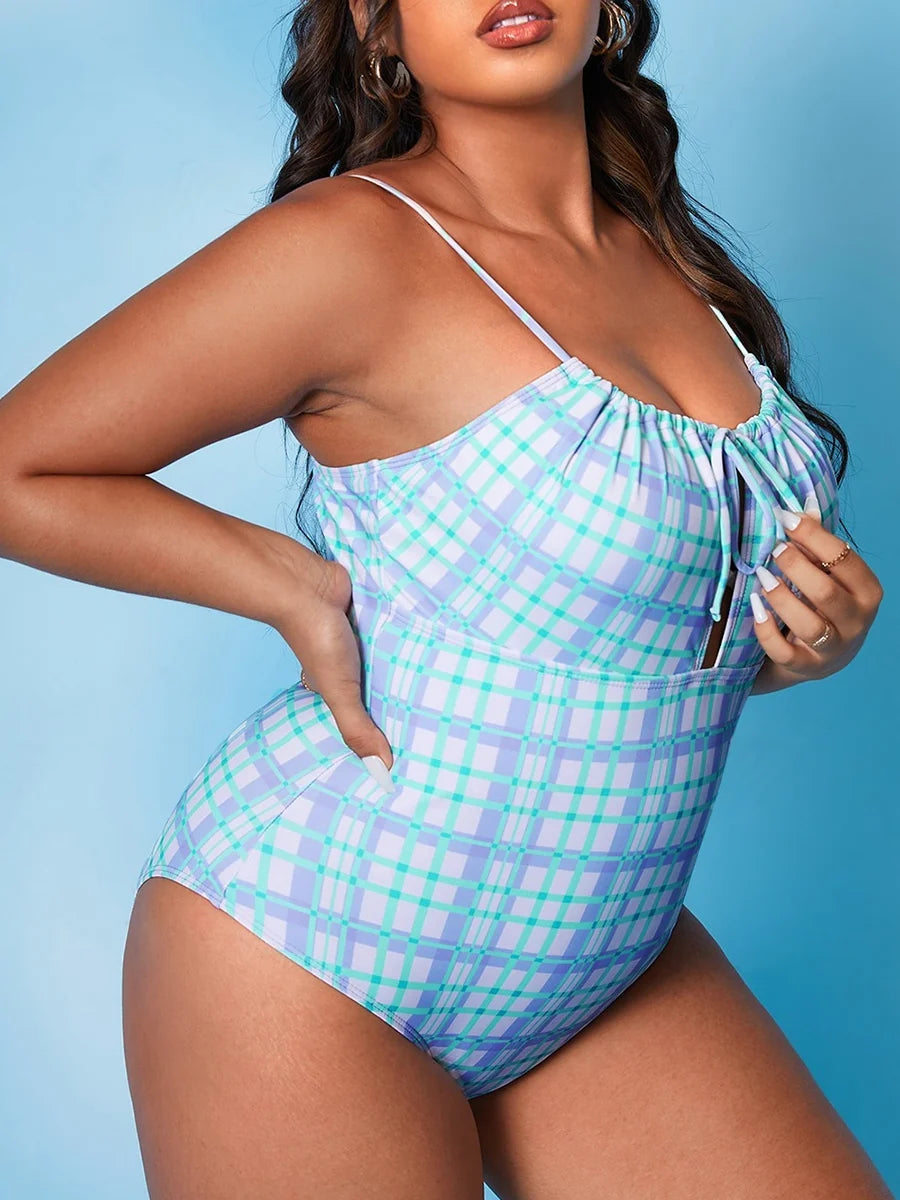 Large Plus Size Swimsuit Women One Piece Strappy Hollow Swimwear Female Bathers Bathing Swimming Swim Suit Beachwear