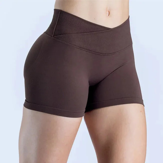 Vision Shorts  4.5" Gym Clothes Women Seamless Leggings Waist Cross Fitness Scrunch Booty Tights Running Cycling Shorts XP126
