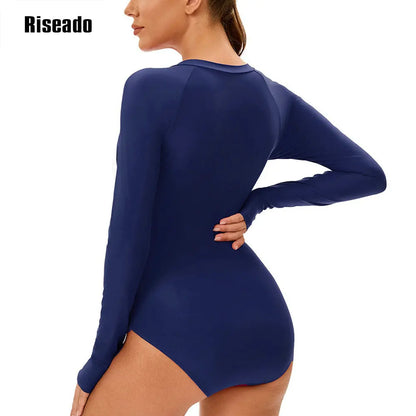 Women's One Piece Swimsuits Long Sleeve Rash Guard UV Protection Surfing Bathing Suit Large Size 3XL