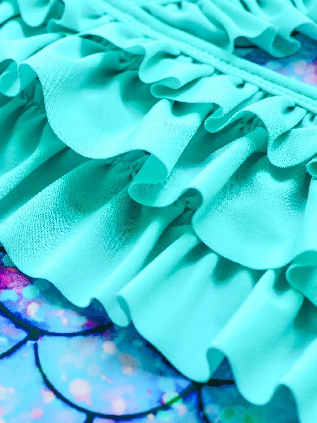 One-Piece Swimsuit Bikini Cut Ruffle Frill Swimwear Kids Girl Shimmering Scale Printed Thin strap Cross back Summer Swimming Suit