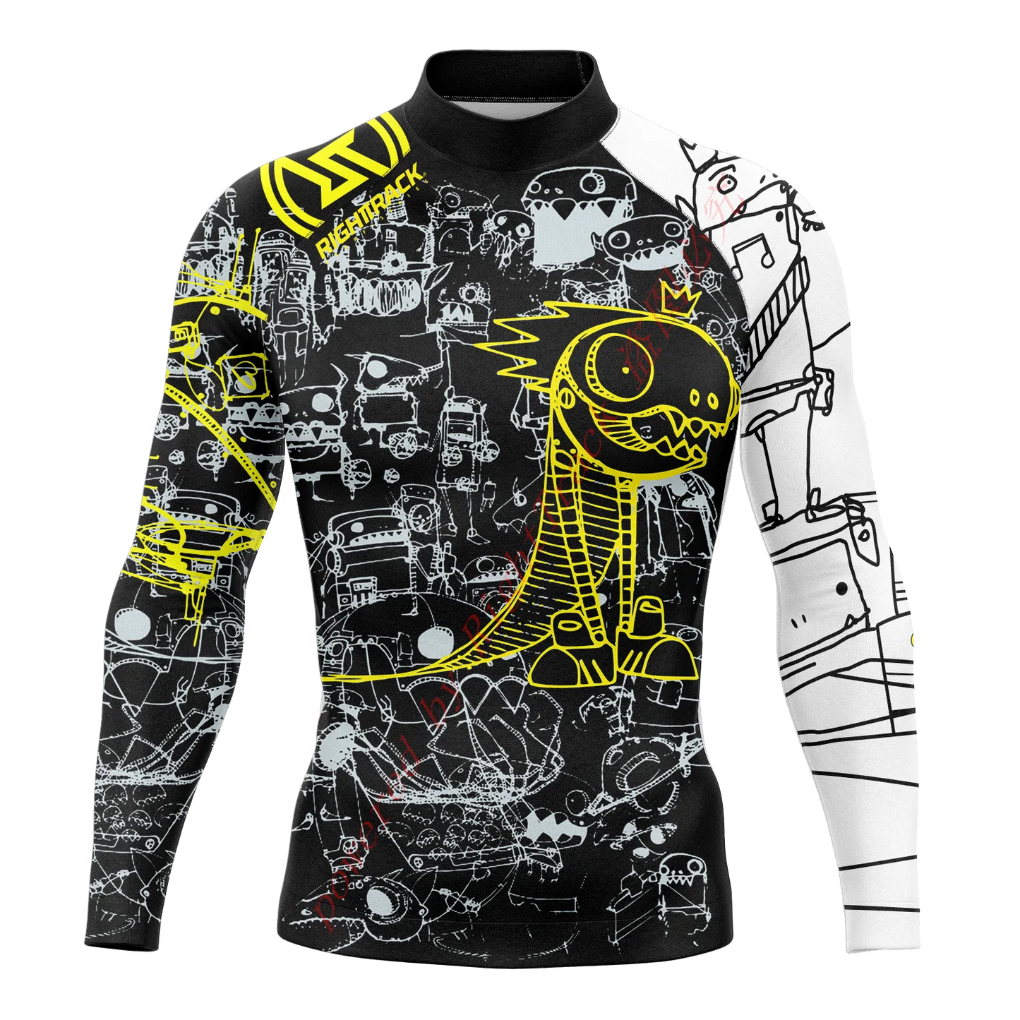Men's Surfing Shirt Nautical Diary Lycra Rash guard RIGHTTRACK For Surf Sportswear Beach UV Swimwear UPF50+ Clothes
