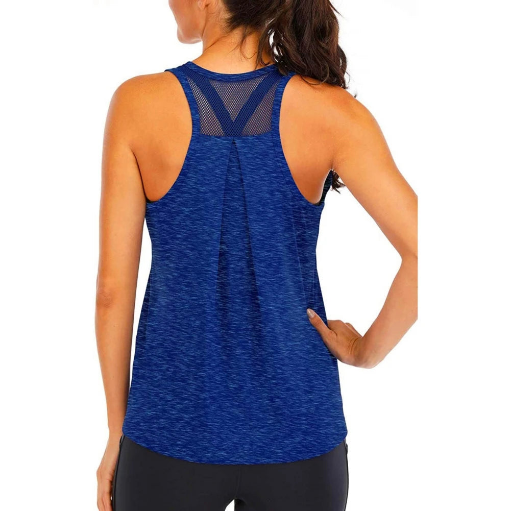 Summer Quick-dry Yoga Fitness Tank Top For Women Solid Color Soft Breathable Racerback Sleeveless Loose Fit Casual Sports Vest
