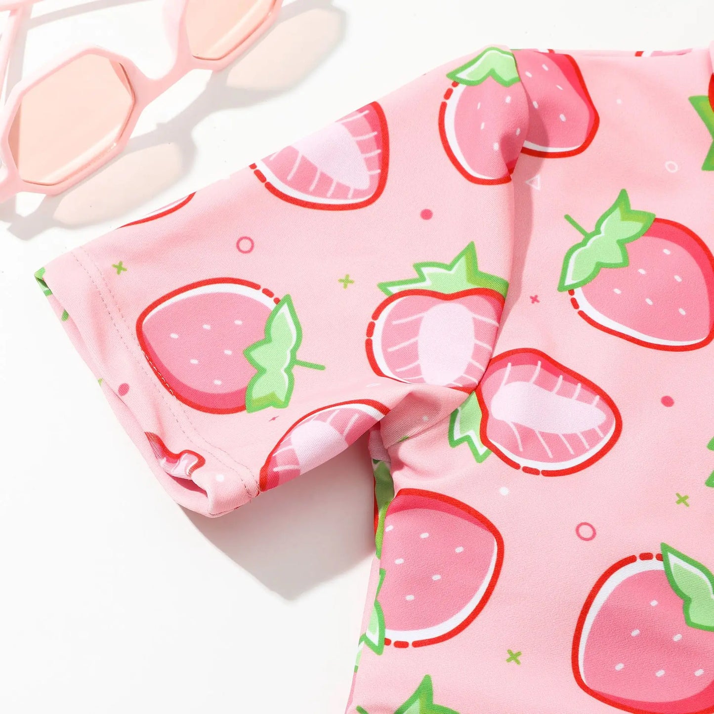 Pink Strawberry Girls One Piece Swimsuit 7-12 Year Kids Swim Suit Zipper Children's Swimwear 2024 Surf Bathing Suits