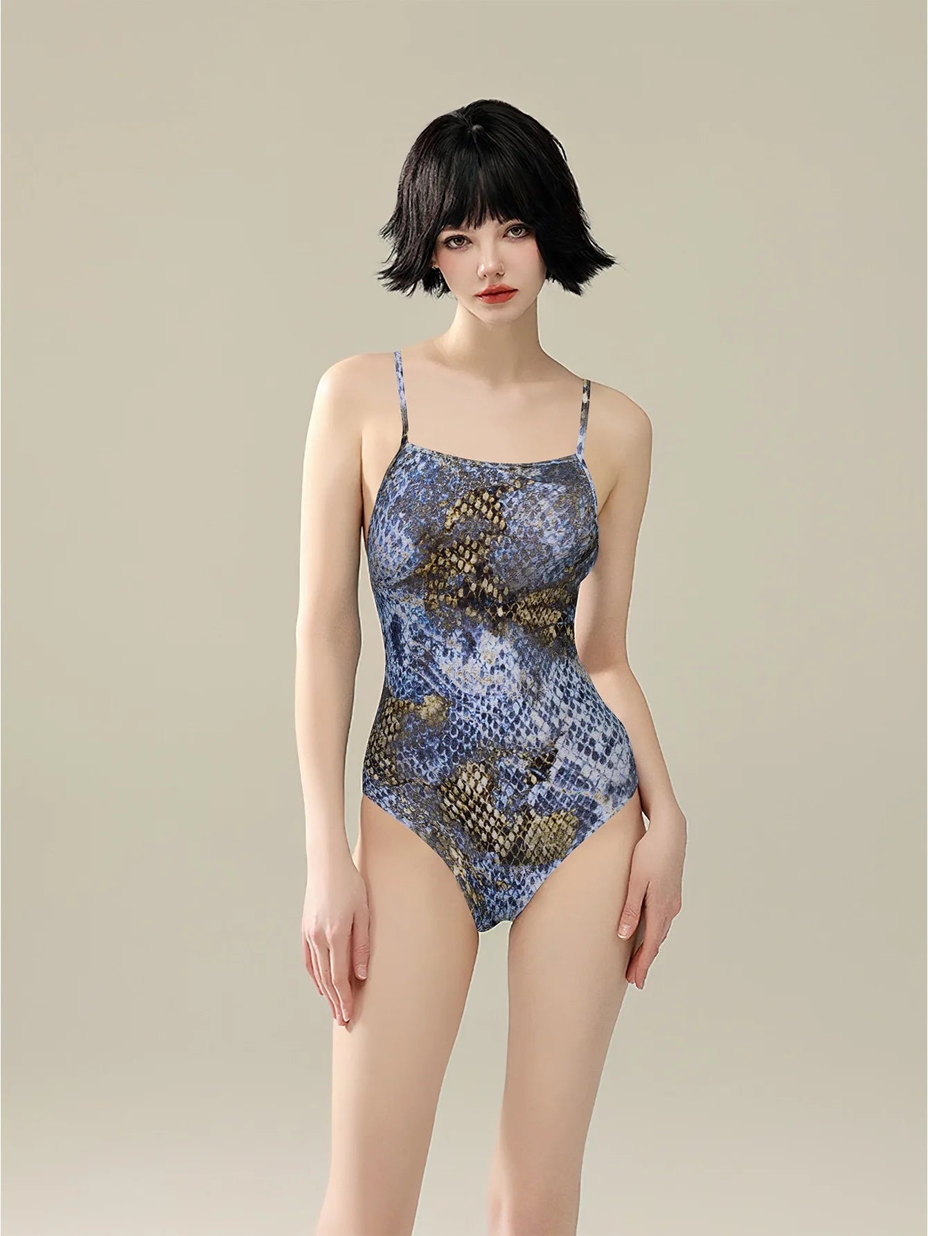 Racing swimsuit women's hot spring swimming pool print one-piece swimsuit nylon high elastic bikini