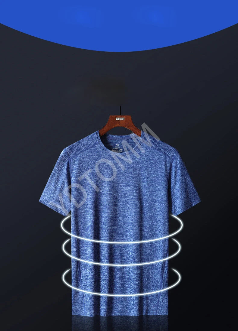 Large Size 6xl 7xl 8xl Mens T Shirt Breathable  Quick Drying Cool Summer T-shirts Sporting Outdoor Ice Silk Tee Tops
