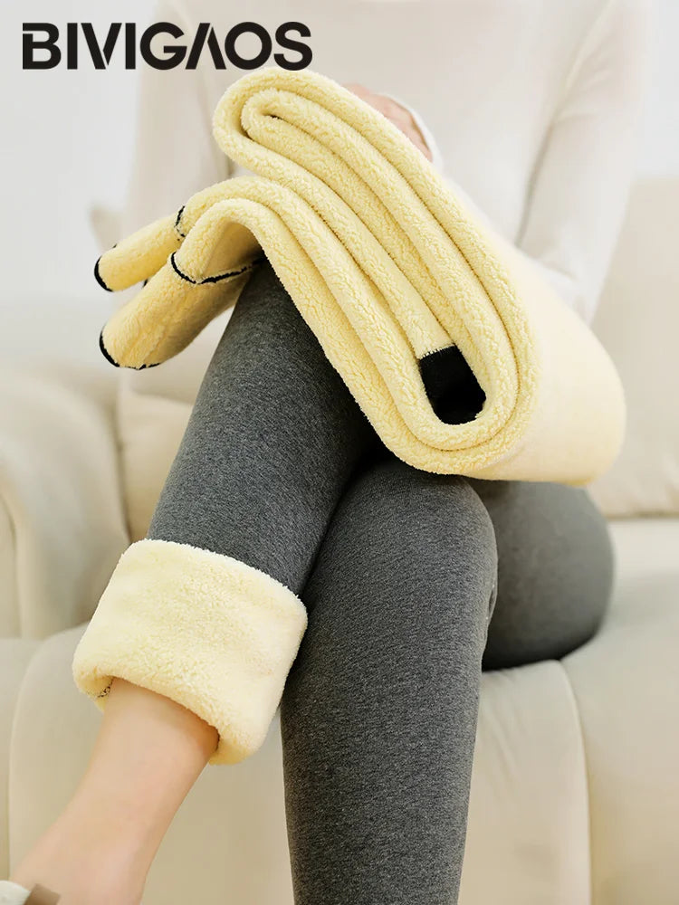 Extra Thick Lamb Velvet Cotton Leggings Women Autumn Winter Thicken Warm Leggings High Waist Berber Fleece Cotton Pants