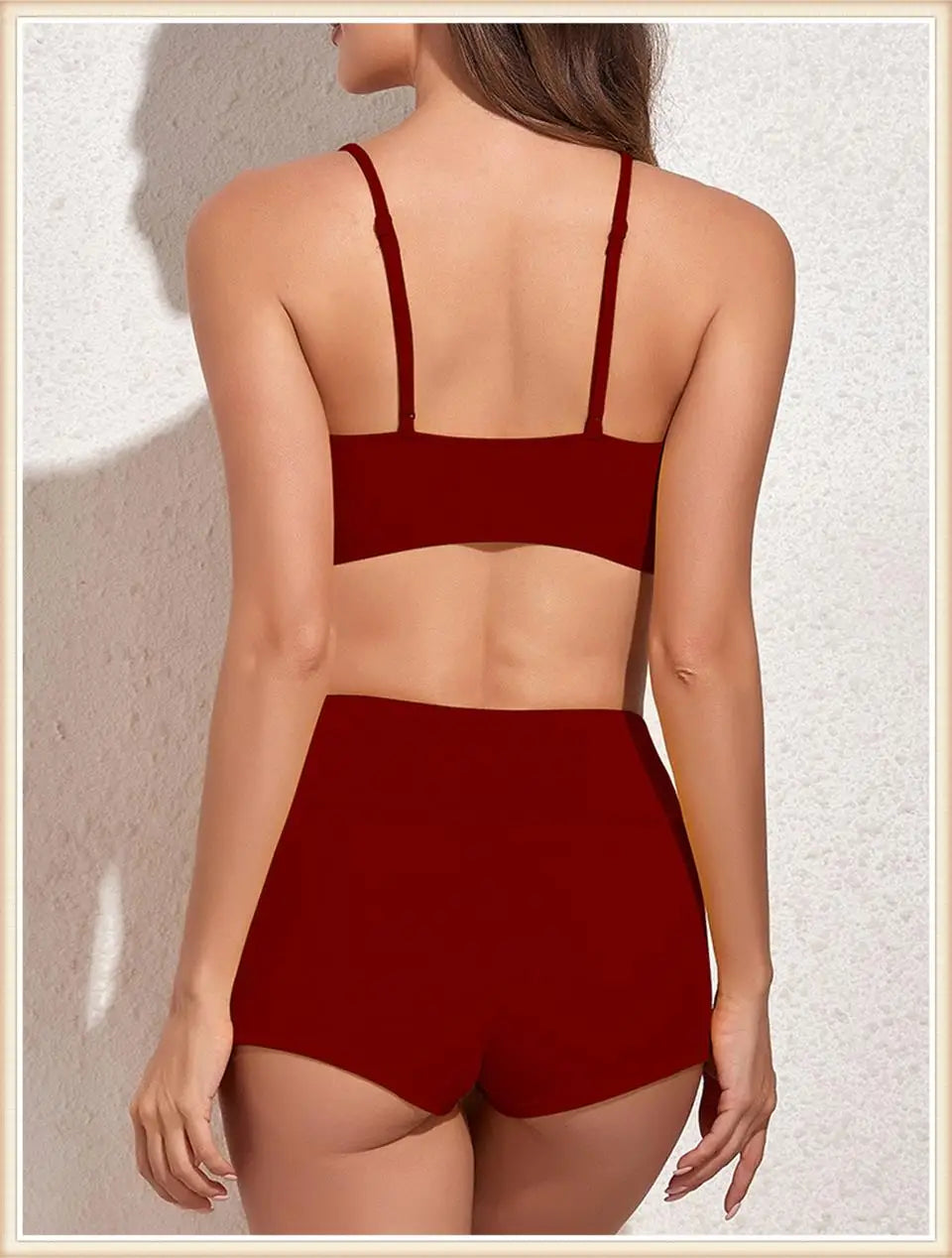 Drawstring Front Bikini Swimsuit Women High Waist Shorts Swimwear Female Bathing Swimming Swim Set Bathers Beachwear Summer