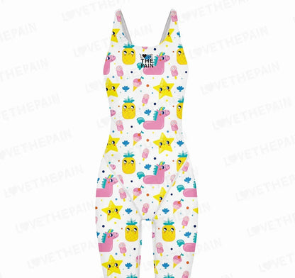 Girl Training Racing Swimwear Girl One Piece Competitive Swimsuits Summer Pool Professional Competition Knee Length Bodysuits