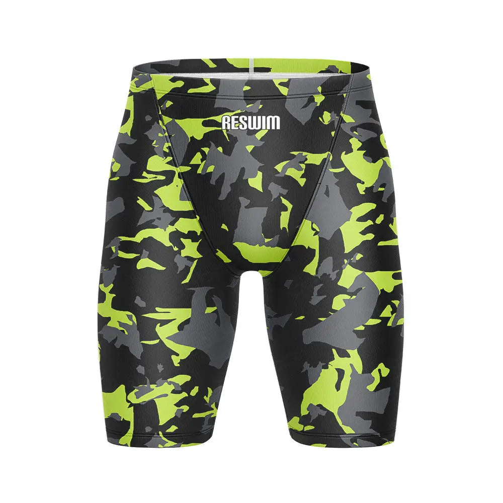 Summer Swimming Trunks Men's Professional Tights Swim Jammer Swimwear Outdoor Beach Printed Durable Training Surfing Swim Shorts