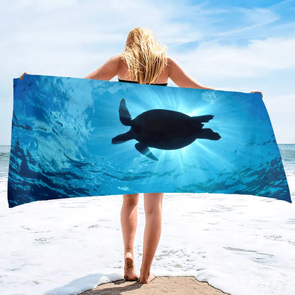 Adults Oversized Beach Towels Sand Free Sea Turtle Beach Towels Quick Dry Large Bath Towels Microfiber Lightweight Travel Towel