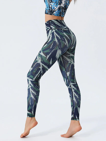 Women's Color Print High Waisted Yoga Pants Quick-Dry Tummy Control 7/8 Length Workout Leggings for Gym, Pilates, Everyday Wear