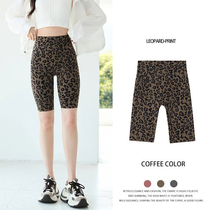 BIVIGAOS Summer Fashion Trend Leopard Print Cycling Shorts Women High Waist Tight Sport Short Leggings Fitness Biker Shorts