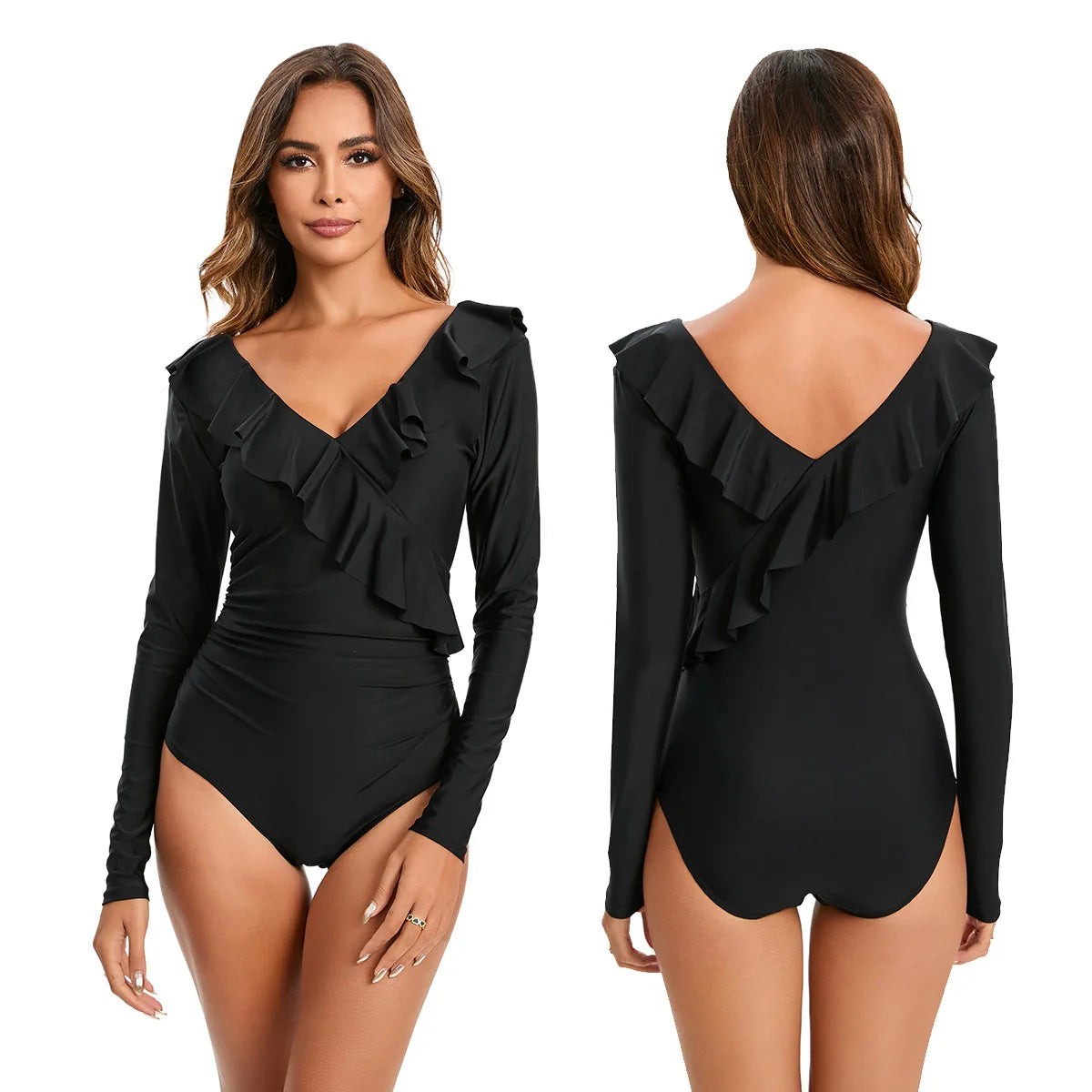 Surfing Sport Swimsuit One Piece Long Sleeves Women Swimwear Skeleton Zipper High Quality Bath Suit Halloween Costumes