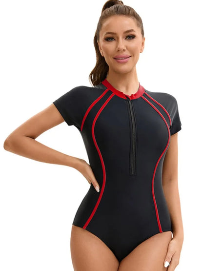 Swimsuit Women  Bathing Suit Short Sleeve Swimwear Women Beach Swimming Suit For Female